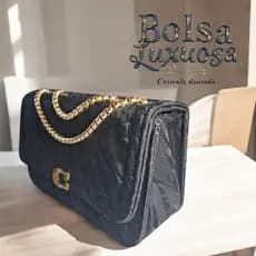 Bolsa Bag Feminina Luxo com Corrente Dourada, Porta Celular e Carteira