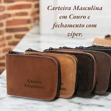 Carteira Masculina de Couro com Zíper