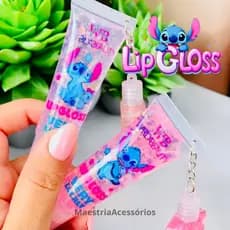 Brilho Labial Infantil Rosa Com Glitter Estilo Cute