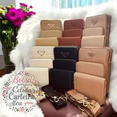 Kit Bolsa Porta Celular + Carteira + Alça Grossa Transversal Blogueira