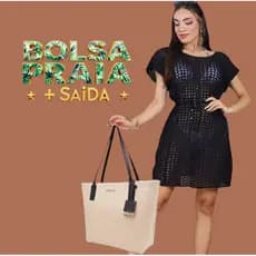 Kit Bolsa e Saída de Praia em Tricô - Escolha Sua Cor Favorita!