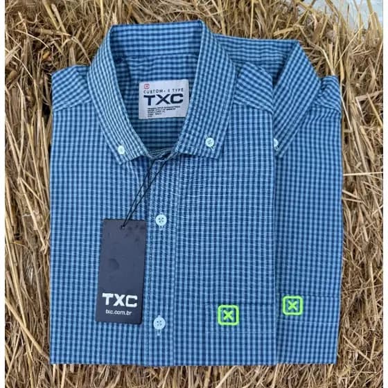 Camisa social manga curta country xadrez rodeio masculina