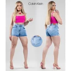 Shorts Jeans Feminino Curto Cintura Alta Modelador Premium