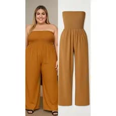 Macacão Longo Feminino Plus Size Mega Fluído Vestindo até o Tamanho 60