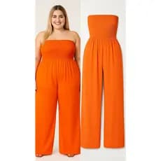 Macacão Longo Feminino Plus Size Com Busto em Lastex  Vestindo até o Tamanho 60