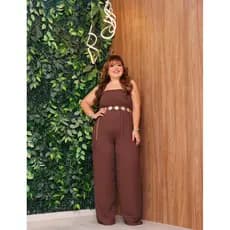 Macacão Longo Feminino Com Busto em Lastex Tomara que Caia Leve e Fresco – Do Slim ao Plus Size Vestindo do 38 ao 60