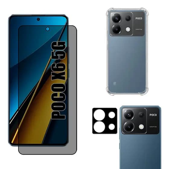 Película Para Xiaomi Poco X6 5g | Privacidade 3D - Capa Anti Shock - Película da Câmera 3D