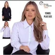 camisete camisa social feminina manga longa gabardine passa fácil direto da fábrica.