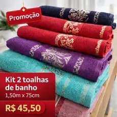 Toalha de Banho 100% Algodão Bordada Macia Absorvente KIT 2 unidades cores Variadas 150x75cm