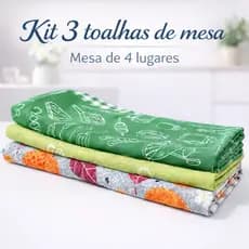 Kit 3 Toalhas de Mesa Oxford Estampada Quadrada 4 Lugares 145x145cm