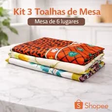 Kit 3 Toalhas de Mesa Oxford Estampada Retangular 6 Lugares 195x145cm