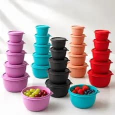 Kit 5 Potes Plásticos Bowl com Tampa BPA Free Organizador Cozinha Freezer Geladeira Microondas