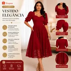 VESTIDO FEMININO CASUAL MIDI CREPE MALHA E RENDA MODA MODESTA CRISTA SOCIAL FESTA PLUSSIZE CONGRESSO