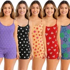 Kit 5 Conjuntos Pijamas Short Doll Feminina Conjunto Pijama Feminino Dormir Para Mulher