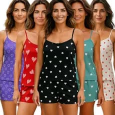 20 Peças Pijamas Baby Doll Feminino Conjuntos Pijama Short Doll Feminina Estampas Exclusiva