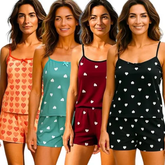 Kit 08 Peças Pijamas Conjuntos Baby Doll  Feminino Confortável Sem Bojo Conjunto Pijama Exclusivo