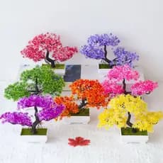 Bonsai Planta Artificial Pinho Decoração Realista Enfeite Mini árvore Com Vaso