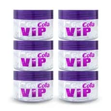 Kit Gel Cola Incolor Para Cabelo Vip Hair 250g Ultra Fixação - 06 Unidades