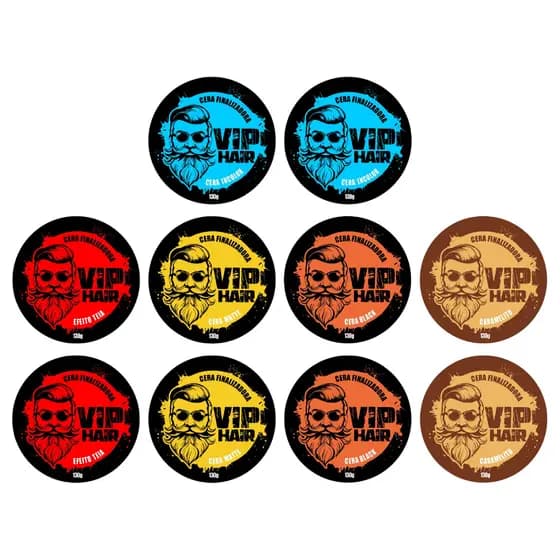 Kit 10 Cera Pomada Modeladora Finalizadora Vip Hair 130g Barba Cabelo Bigode