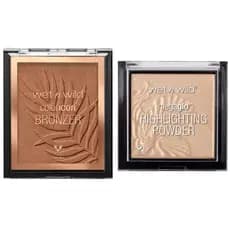 Kit Bronzer Facial em Pó Longa Duração Color Icon + Iluminador Em Pó Luminoso Mega Glo Wet n Wid