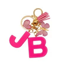 Chaveiro Feminino J B Rosa Pingentes Coração Borboleta Franja