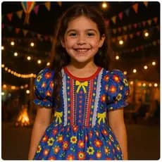 Vestido Festa Junina Infantil Quadrilha São João Quermesse Coleção Fofurinhas Várias Cores