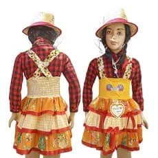Vestido Festa Junina Infantil Jardineira Colorido Florido