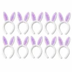 Kit 10 Tiaras de Coelho Páscoa Orelhas Felpudas Branco com Lilás Fantasia Festa
