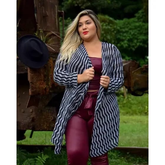 Cardigan Kimono Blusa Feminina Luxo Tricô tricot