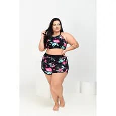 KIT 2 PEÇAS CROPPED CRUZADO NAS COSTAS + SHORT (2 PEÇAS) TAM 36 AO 56 (M AO G2)