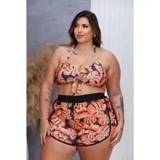 CONJUNTO 3 PEÇAS BIQUÍNICOM BOJO/FORRO+SHORTS 36 AO 56 (M AO G2)