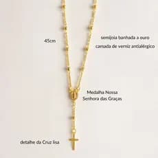 Colar Feminino Banhado a Ouro Estilo Terço Bolinhas SemiJoia