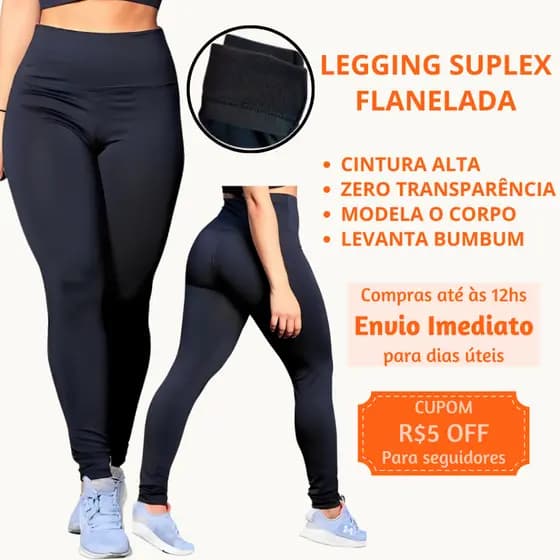 Legging Academia Calça Leg feminina flanelada cintura alta Calca feminina legue Suplex Fitness