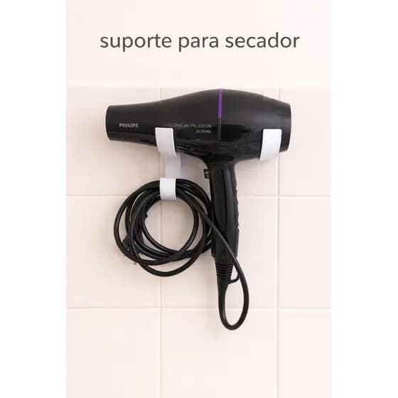 Suporte para Secador de Cabelo Organizador de Parede com Porta Fio