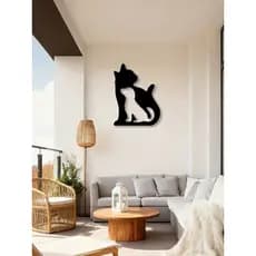 Quadro Decorativo Gato e cachorro | Minimalista Moderno