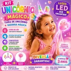 Tiara De Cabelo Com Chifre De Unicórnio com a varinha - Led Que Acende - Carnaval/festa