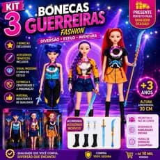 Bonecas Guerreiras KPop Musical  Kit 3 Bonecas Articuladas 32cm
