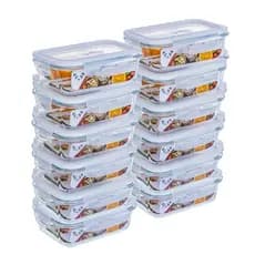 Kit Potes Herméticos Alimentos Marmita Fitness vidro Retangular 640ml / 370ml - GP Home