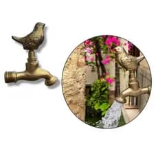 Torneira Personalizada De Quintal Jardim Metal Colonial Passarinho Decora Lar Clássica
