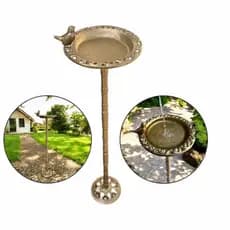 Bebedouro Pássaros Jardim 82cm Alumínio Comedouro Banheira Decorativa Pedestal G