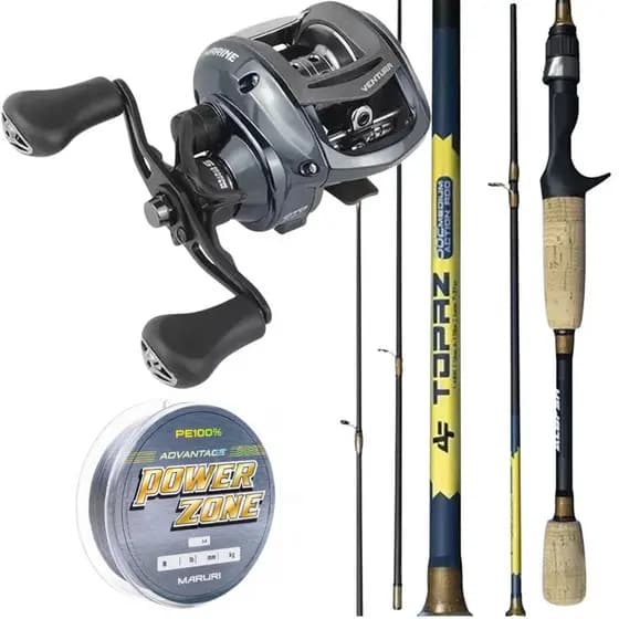 Carretilha Ventura Vt-5 Marine Sports Vara Topaz 1,68m Linha