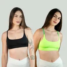 KIT 2 Top Fitness Alça Regulável Top Faixa Verão Tecido Duplo Sem Bojo Top de Academia