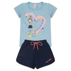 Conjunto Infantil Menina Roupa de Criança Feminino Short e Baby Look Atacado Barato L04