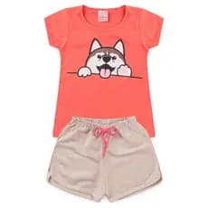 Conjunto Infantil Feminino Shorts e Baby Look Menina L19