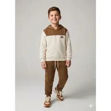 Conjunto Moletom Infantil Masculino Inverno Com Capuz Calça e Casaco L11
