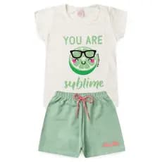 Conjunto Infantil Feminino Shorts e Baby Look Menina L07