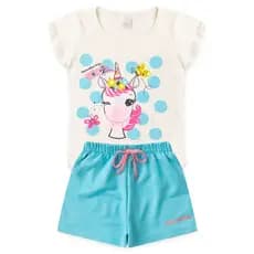 Conjunto Infantil Menina Roupa de Criança Feminina Short e Baby look Barato L02