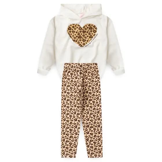 Conjunto Infantil Inverno Menina Moletom com Capuz + Calça Cotton Tendência L50