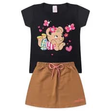 Conjunto Infantil Feminino Saia e Baby Look Menina L53