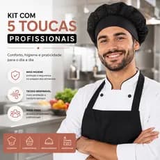 Kit 5 Toucas Tule Com Aba Unissex Cozinha Chef Padaria Confeitaria Restaurantes Profissionais
